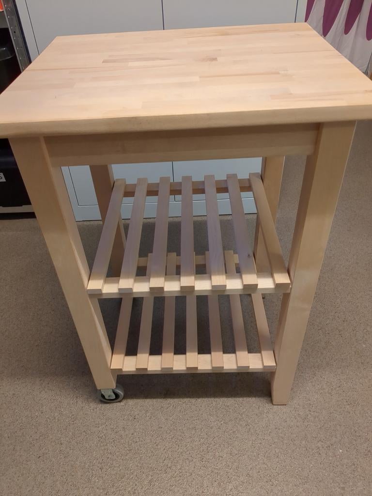 BEKVAM roltafel berken van IKEA, Ophalen, 55 tot 75 cm, Zo goed als nieuw, 60 cm of meer