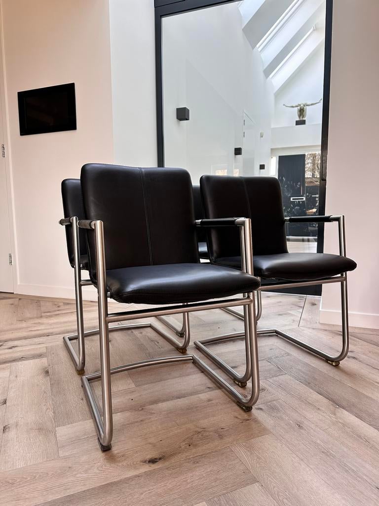 4/6/8/10 zwart leder Henders & Hazel design eetkamerstoelen, Huis en Inrichting, Stoelen, Ophalen, Zwart, Niet opgegeven, Zo goed als nieuw