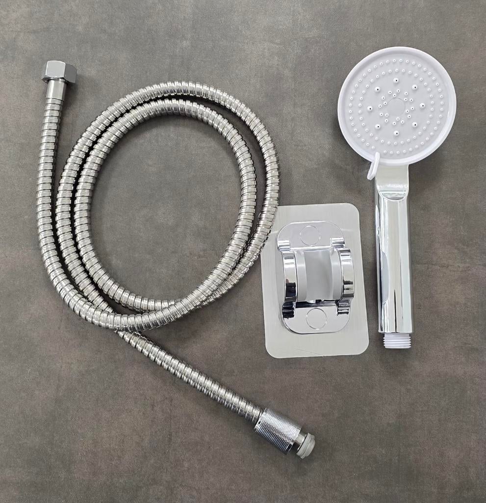 Douchekop 5 Standen + 1,5M Slang + Boorvrije Houder nieuw, Ophalen of Verzenden, Nieuw, Chroom, Douche