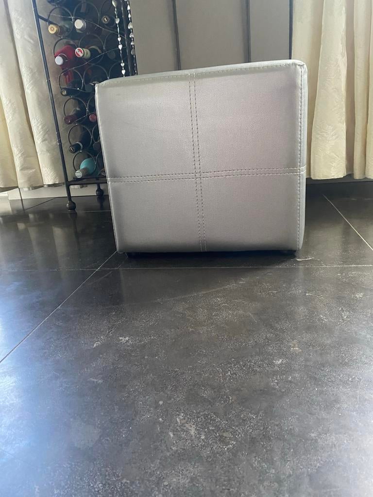 HK Living zilveren leren poef, nieuwstaat, Minder dan 50 cm, Vierkant, Nieuw, Leer