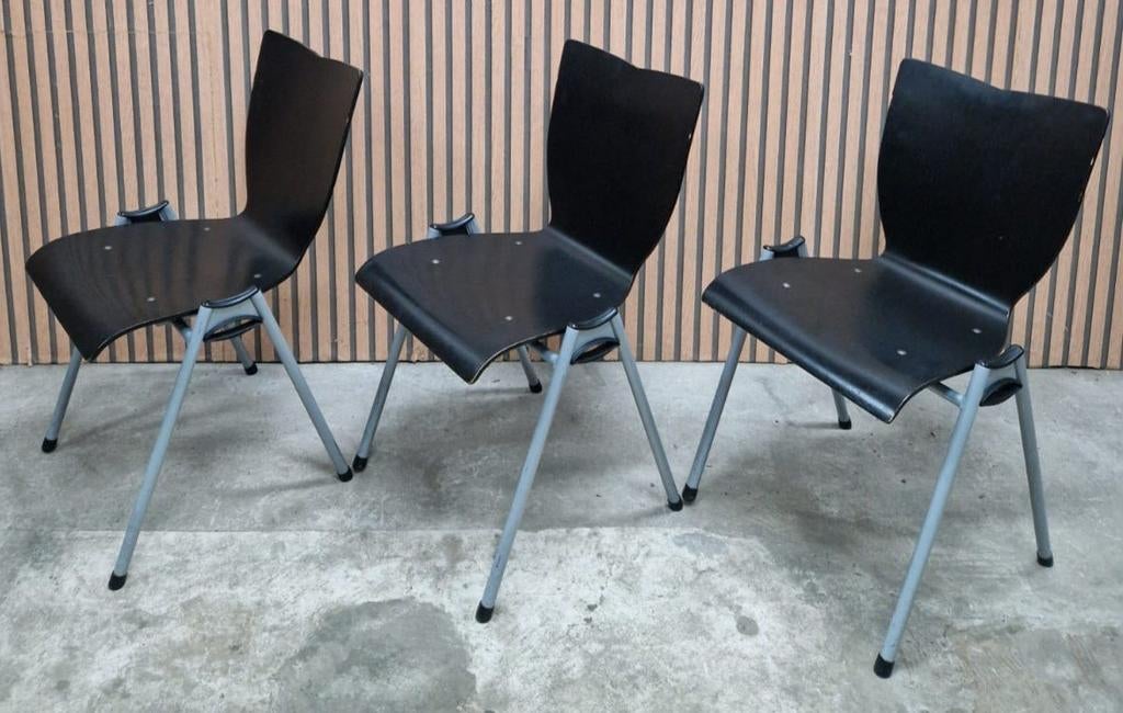 51 x Vepa schoolstoelen hout zwart kantine horeca stoelen, Zwart, Ophalen of Verzenden, Zo goed als nieuw, Vijf, Zes of meer stoelen