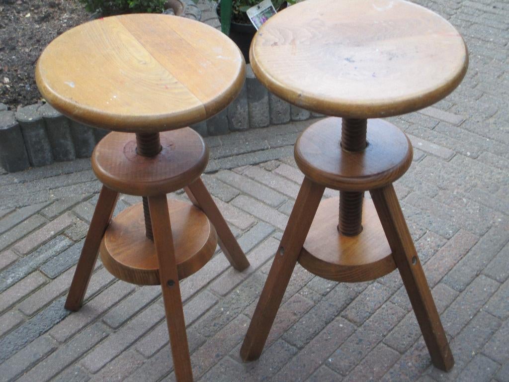 2 Vintage Pottenbakkerskrukken,v.a 75,00e, Huis en Inrichting, Krukjes, Gebruikt, Hout, In hoogte verstelbaar, Ophalen