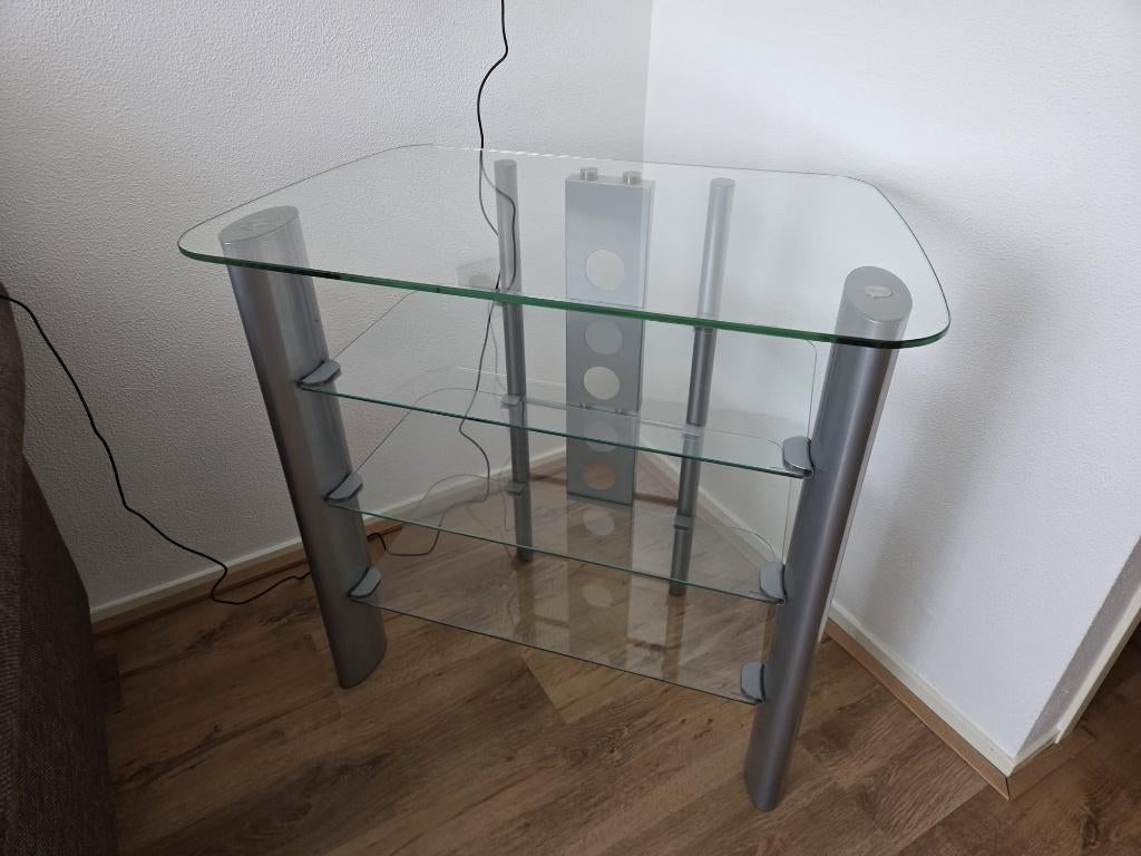 Glazen TV meubel, Ophalen, Gebruikt, 50 tot 100 cm, Glas