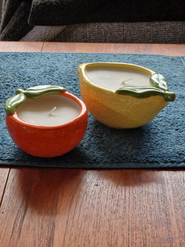 Gustave keramiek set figuur kaarsen Sinaasappel en Citroen, Ophalen of Verzenden, Nieuw, Overige materialen, Minder dan 25 cm