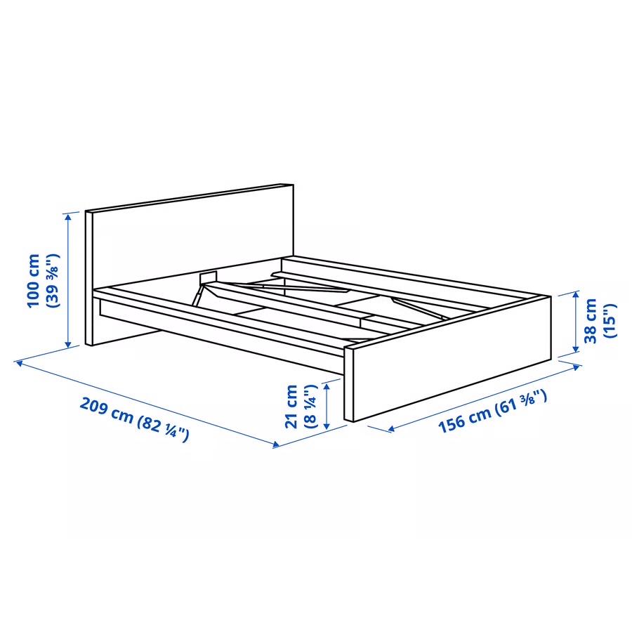 Malm Ikea 2-persoonsbed met lattenbodems, Huis en Inrichting, Slaapkamer | Bedden, Ophalen, Gebruikt, Wit, Tweepersoons