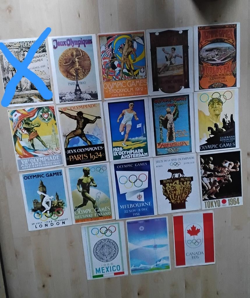 Olympische Spelen Posters - 17stuks, Verzamelen, Posters, Ophalen, A4 of kleiner, Sport, Rechthoekig Staand