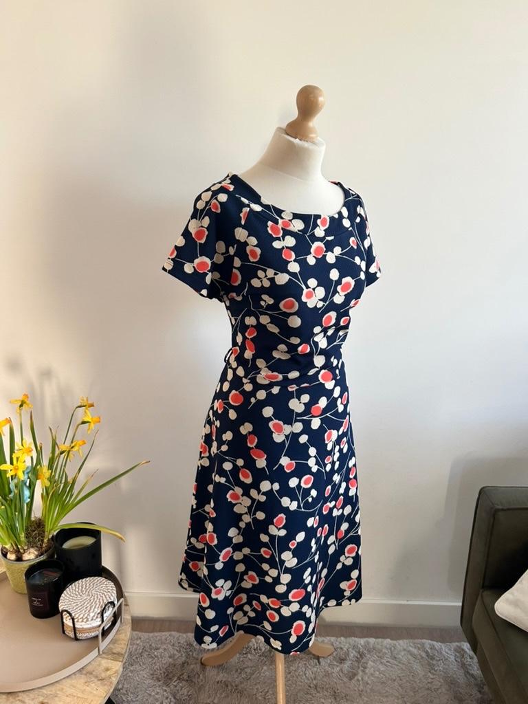 King Louie maat XL leuke blauwe bloemen jurk 3213, Blauw, Maat 46/48 (XL) of groter, Ophalen of Verzenden, Zo goed als nieuw