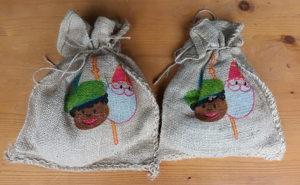 Mini jute zakjes Sinterklaas Sint en Piet, Ophalen of Verzenden, Gebruikt