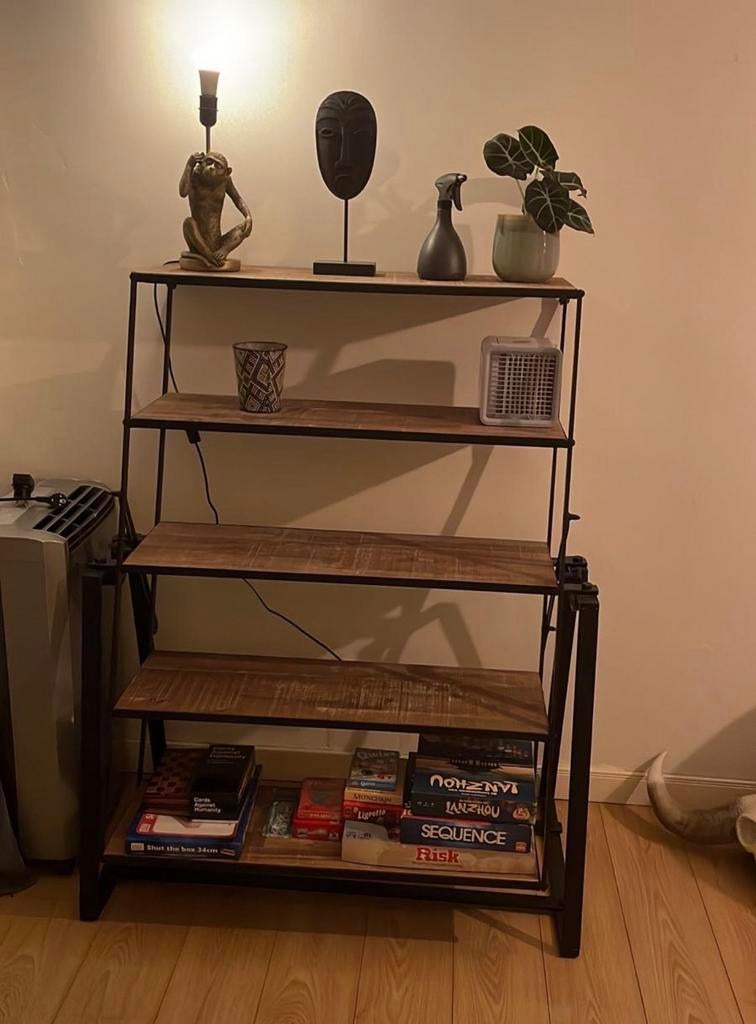 Yaya open kast uitschuifbaar tot eettafel mangohout/staal, Ophalen, Zo goed als nieuw, Vijf personen of meer, Rechthoekig