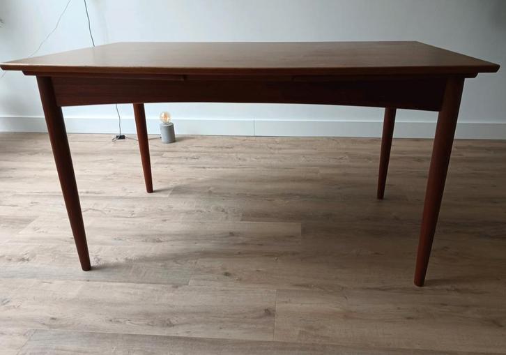 Vintage eettafel Deens design-uitschuifbaar, Huis en Inrichting, Tafels | Eettafels, Gebruikt, 50 tot 100 cm, 200 cm of meer, Vijf personen of meer