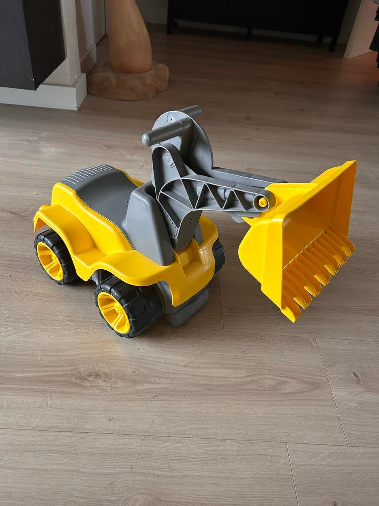 Graafmachine loopauto geel/grijs, Kinderen en Baby's, Speelgoed | Buiten | Voertuigen en Loopfietsen, Ophalen of Verzenden, Gebruikt
