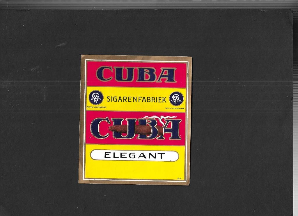 Etiket scan V4764, Verzamelen, Rookartikelen, Aanstekers en Luciferdoosjes, Ophalen of Verzenden, Gebruikt, Sigarenbandjes