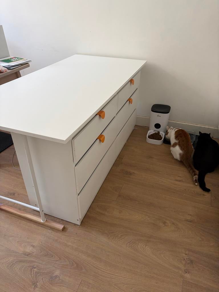 Ikea ladekast met tafelblad en poten, Ophalen, Gebruikt, 100 tot 150 cm, 3 of 4 laden