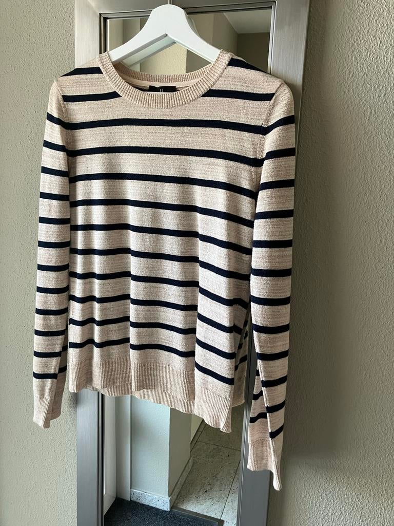 Mart Visser Madsen Lurex Trui Zand/Navy - Maat M, Kleding | Dames, Truien en Vesten, Zo goed als nieuw, Maat 38/40 (M), Beige