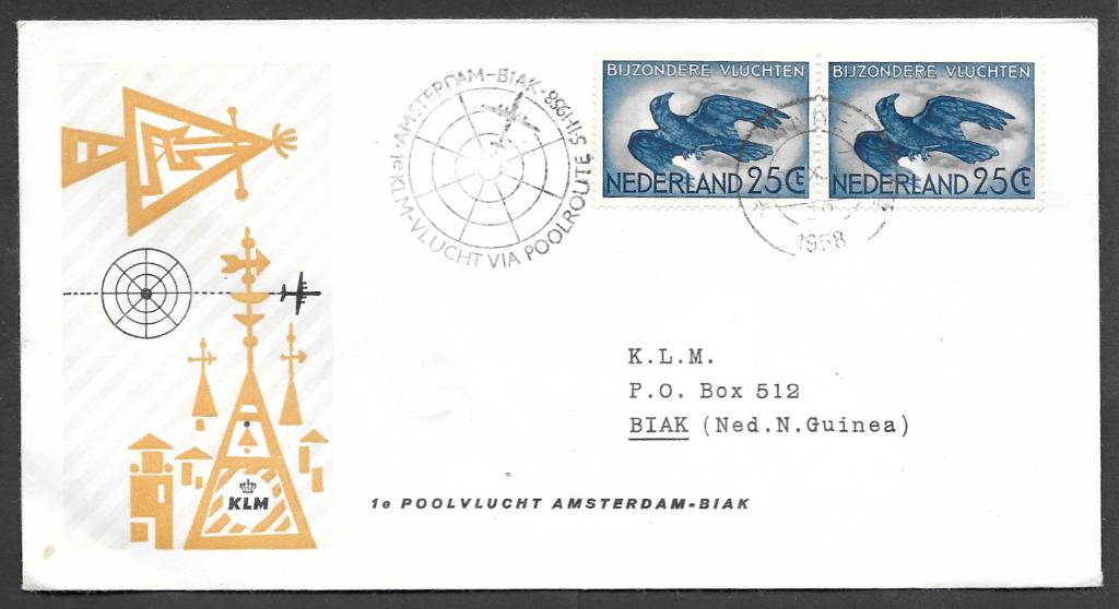 KLM First Flight Amsterdam - Biak (05-11-1958), Ophalen of Verzenden, Envelop