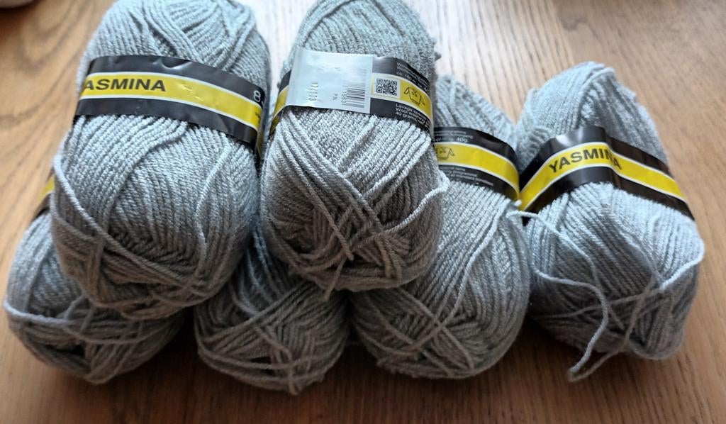 Scheepjes Yasmina - 6 bollen lichtgrijs garen, Ophalen of Verzenden, Nieuw, Breien of Haken, Wol of Garen