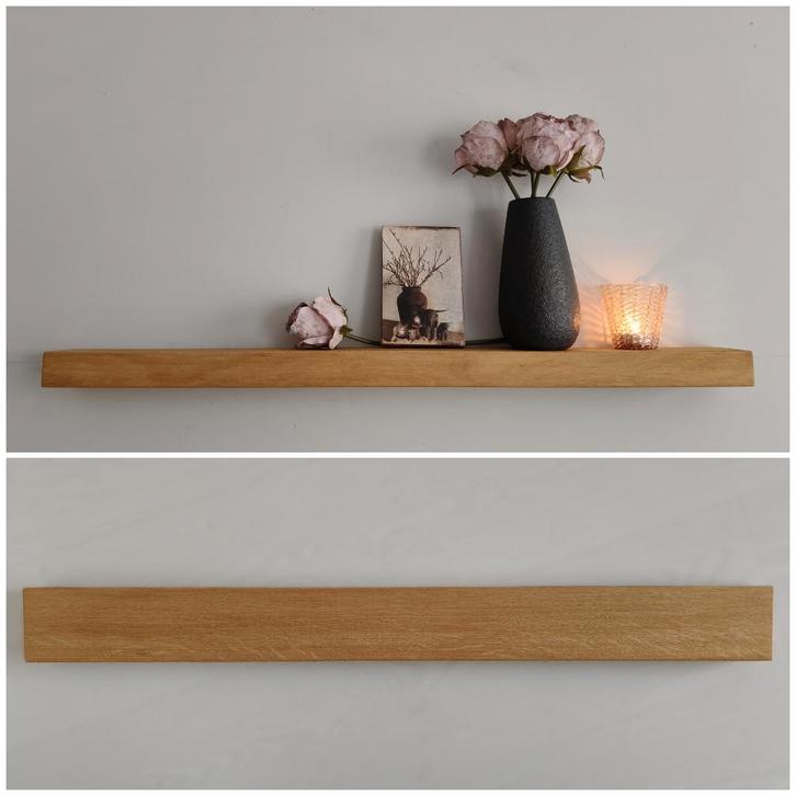 Zwevende wandplank - decoratie schap strak eiken 80 cm #01B, Huis en Inrichting, Woonaccessoires | Wandplanken en Boekenplanken