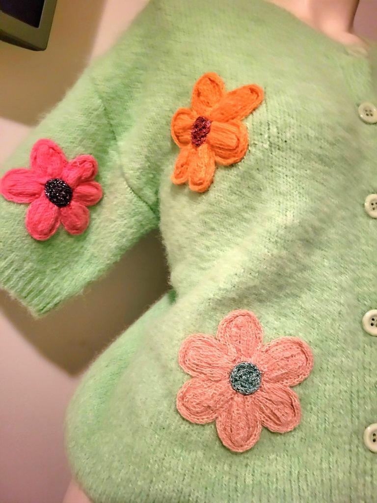 Kilky groen dames vest cardigan met 3D bloemen, Kleding | Dames, Truien en Vesten, Ophalen of Verzenden, Zo goed als nieuw, Groen