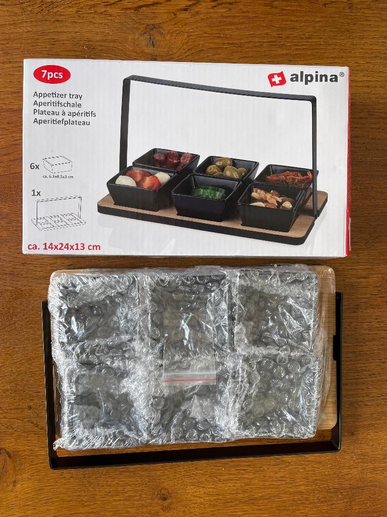 7 delige "Alpina" Set 'Dienblad met Handvat & 6 Schaaltjes", Nieuw, Ophalen of Verzenden, Schaal of Schalen, Overige stijlen