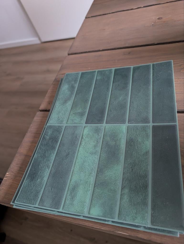 Plak tegels - Groen - Eenvoudig aan te brengen, Overige materialen, Wandtegels, Nieuw, Ophalen of Verzenden