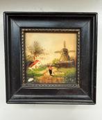 Mini schilderijtje Hollands landschap – gesigneerd Gito, Ophalen of Verzenden