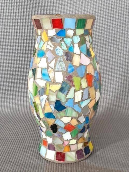 Vintage waxinelicht houder mozaiek, Overige materialen, Gebruikt, Ophalen of Verzenden, Kandelaar