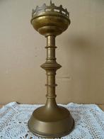 Antieke koperen Gotische kandelaar kerkkandelaar 34cm 1850, Ophalen of Verzenden, Koper of Brons