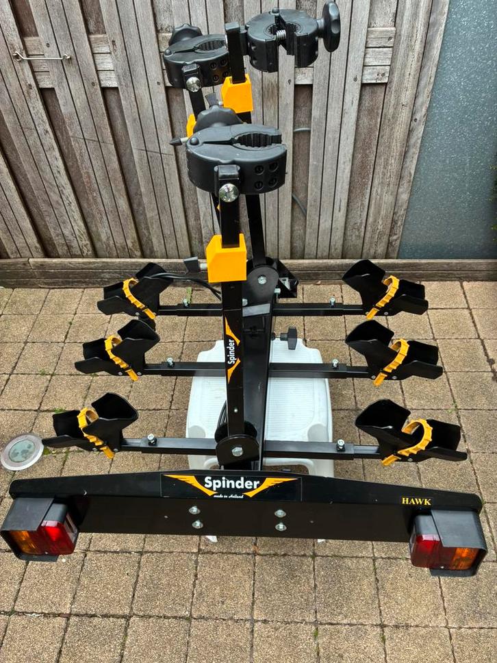 Spinder Hawk fietsdrager voor 3 fietsen., Auto diversen, Fietsendragers, Gebruikt, Trekhaakdrager, 3 fietsen of meer, Ophalen