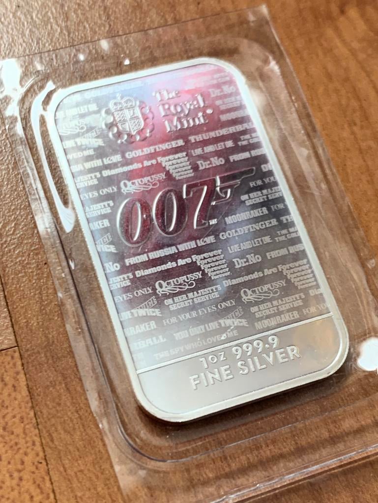 James Bond 007 No Time To Die zilverbaar 1oz, Ophalen of Verzenden, Zilver
