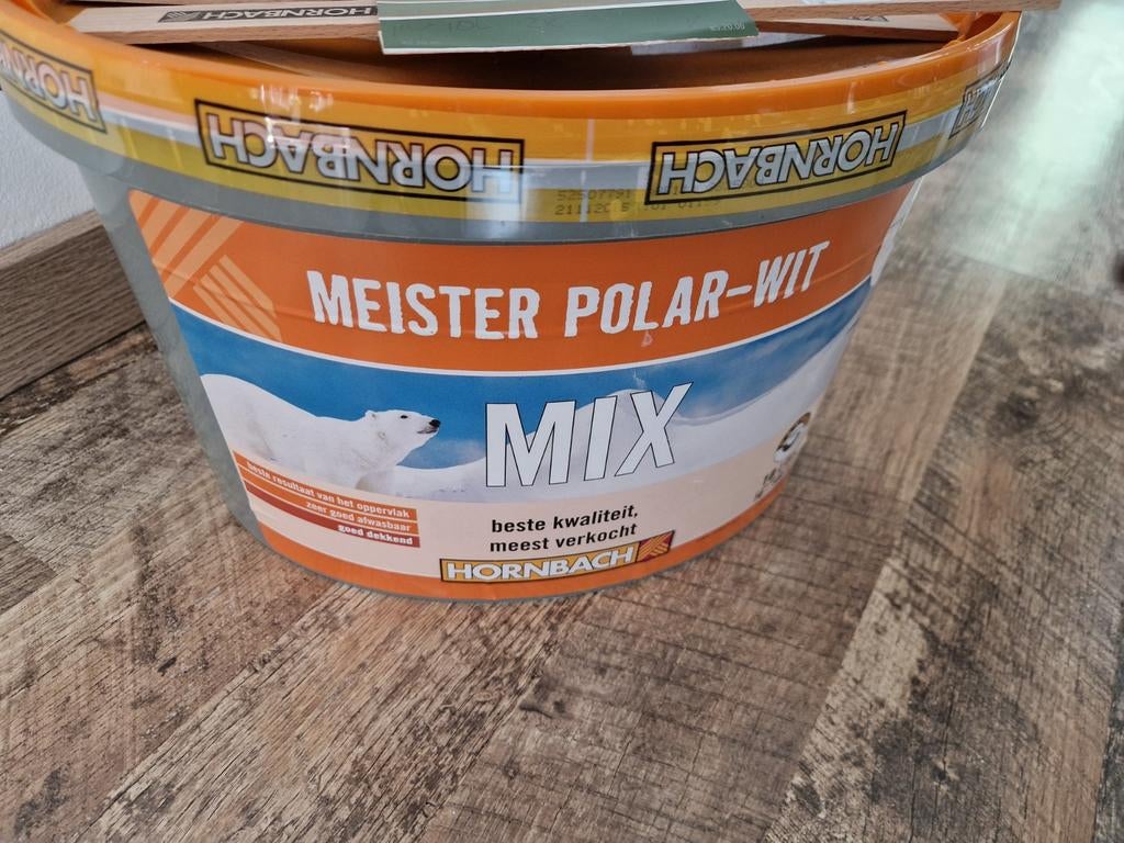 Hornbach Meister Polar-Wit Mix verf 10L (kleur groen), Doe-het-zelf en Verbouw, Verf, Beits en Lak, Nieuw, Groen, Ophalen