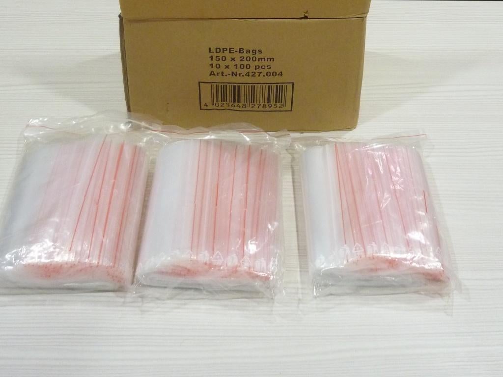 1000 gripzakjes 150x200mm met ophangoog, 50micron, Ophalen of Verzenden, Nieuw, Overige typen