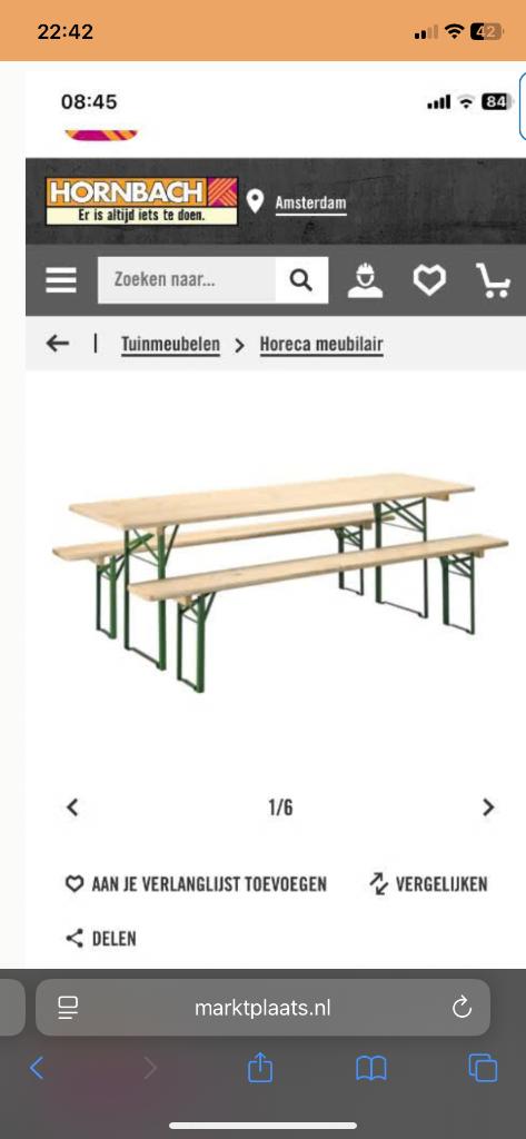 Biertafel, Tuin en Terras, Ophalen, Gebruikt, Inklapbaar, Rechthoekig