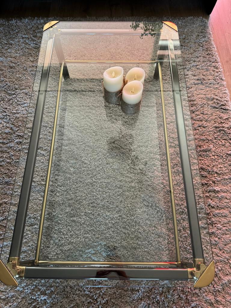 Mara Salontafel met 2 Bijzettafels - Glas & Metaal, Ophalen, Gebruikt, 100 tot 150 cm, 50 tot 100 cm