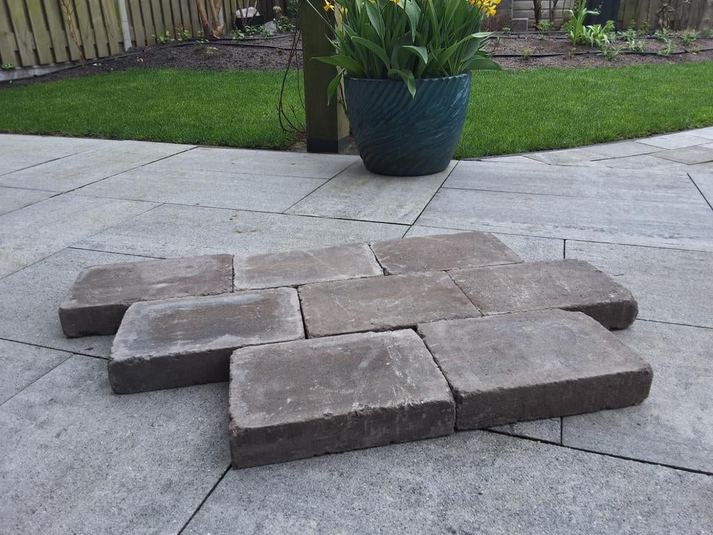 Tumbelton 30x20x6 cm Walnut sierbestrating (5,5 m2), Tuin en Terras, Tegels en Klinkers, Ophalen, Klinkers, 5 tot 10 m², Zo goed als nieuw