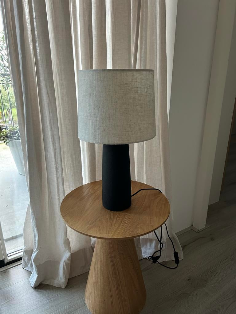 Westwing tafellamp met linnen kap - 52 cm hoog, Huis en Inrichting, Lampen | Tafellampen, Ophalen, Gebruikt, Stof, 50 tot 75 cm