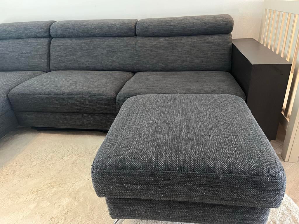 Montel bank - Hoekbank met verstelbare hoofdsteunen, Ophalen, 250 tot 300 cm, Gebruikt, 125 tot 150 cm