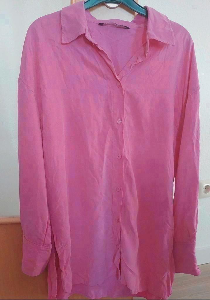 Zara Roze Blouse | Maat S | Oversized | Met Split | ZGAN, Kleding | Dames, Blouses en Tunieken, Zo goed als nieuw, Maat 36 (S)