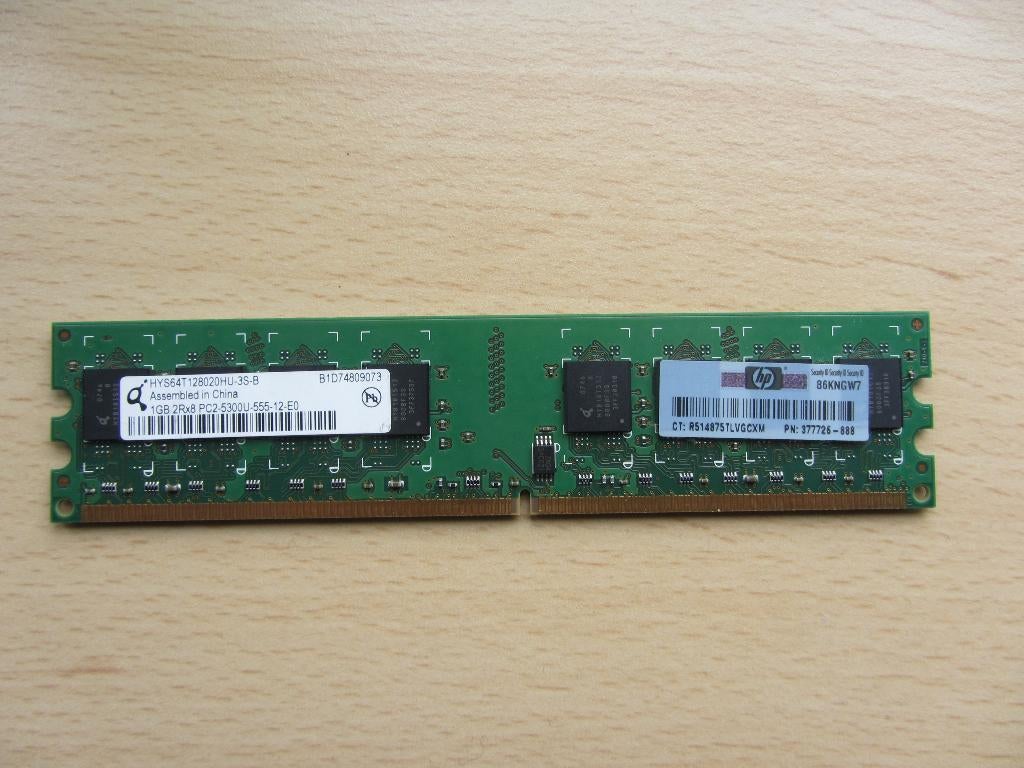 Qimonda 1GB PC2-5300 DDR2-667MHz non-ECC Unbuffered CL5, Computers en Software, RAM geheugen, 1 GB of minder, Ophalen of Verzenden
