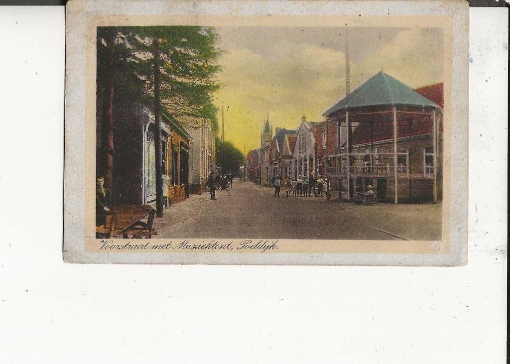Poeldijk Voorstraat met Muziektent, Ophalen of Verzenden, 1920 tot 1940, Ongelopen, Zuid-Holland