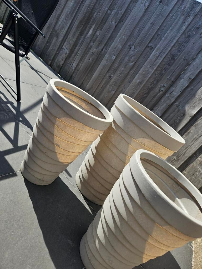 Set van 3 stijlvolle plantenbakken voor buiten, Tuin en Terras, Bloembakken en Plantenbakken, Minder dan 60 cm, Rond, Ophalen of Verzenden