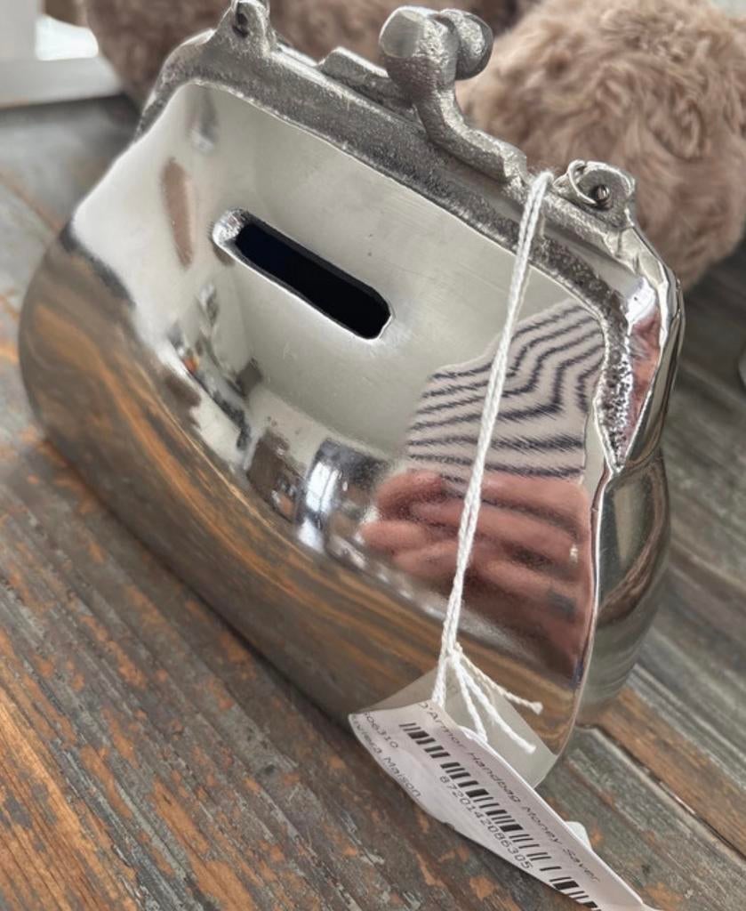 Riviera Maison Spaarpot Handtas Zilver, Verzamelen, Ophalen of Verzenden, Zo goed als nieuw, Metaal of Blik, Object of Gebouw