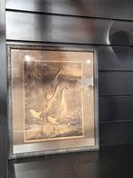Dijkwel art deco ets ganzen antiek litho, Ophalen of Verzenden