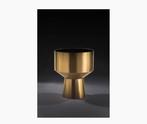 Unico Milano - Naxos bijzettafel geborsteld goud, 45 tot 60 cm, Minder dan 55 cm, Metaal of Aluminium, Rond