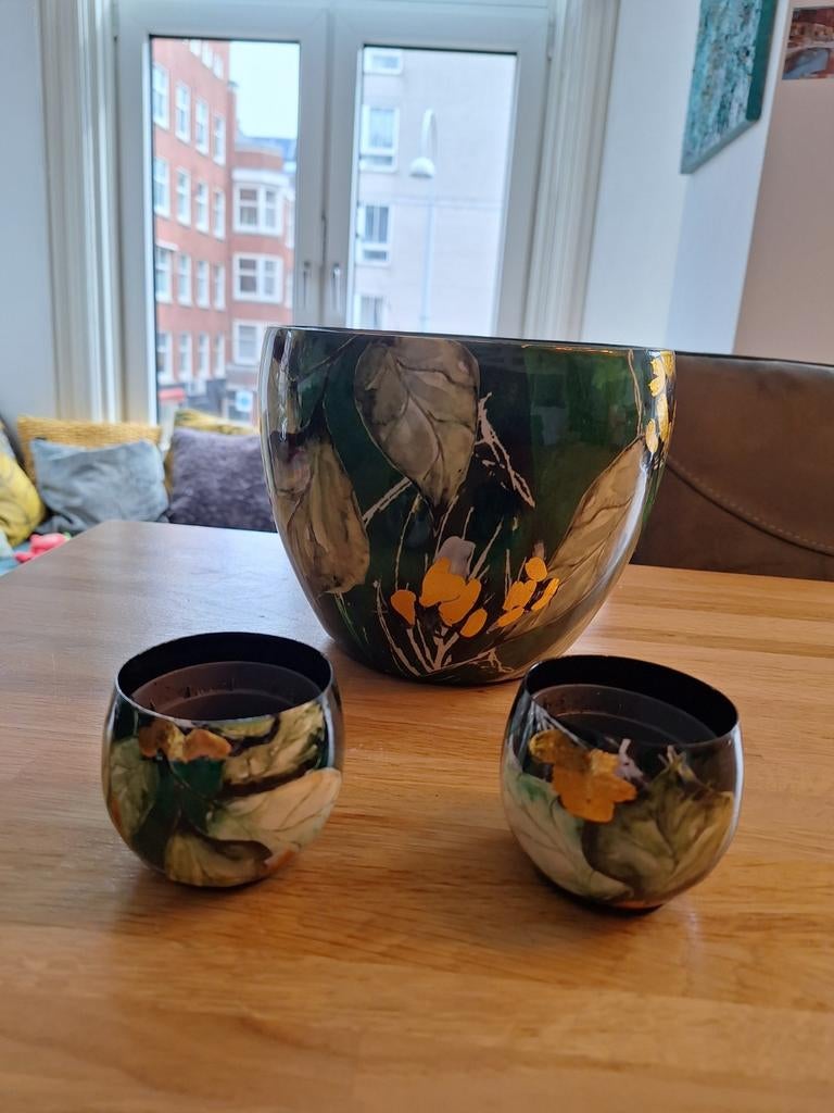 Set van 3 bloempotten met print - Intratuin, Tuin en Terras, Ophalen of Verzenden, Rond, Overige materialen, Binnen