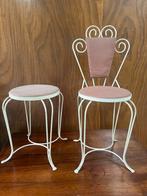 Brocante Smeedijzeren Stoel & Kruk Set - Franse Stijl, Ophalen