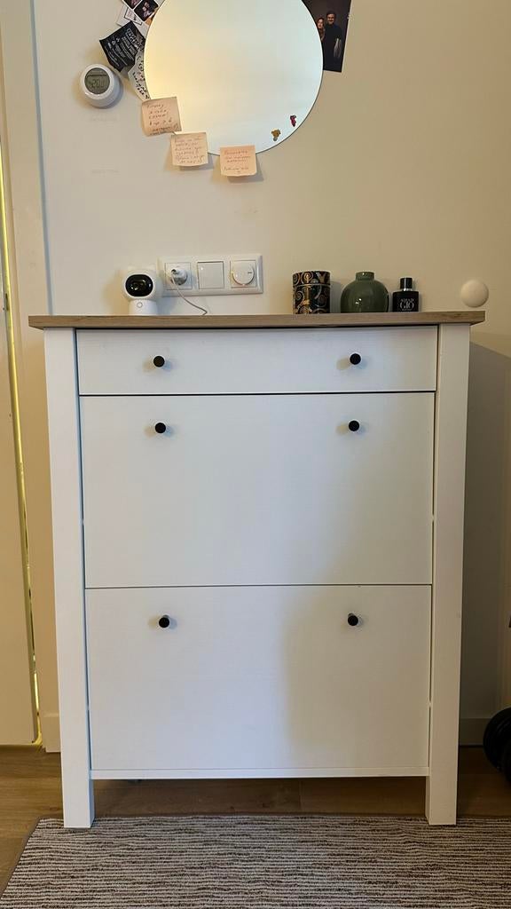 Lidl Stockholm shoe cabinet 80x30 cm – white & wood effect, Ophalen, Gebruikt