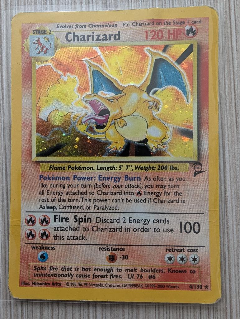 Charizard Holo - Base Set 2 - 4/102, Ophalen of Verzenden, Gebruikt, Losse kaart, Foil