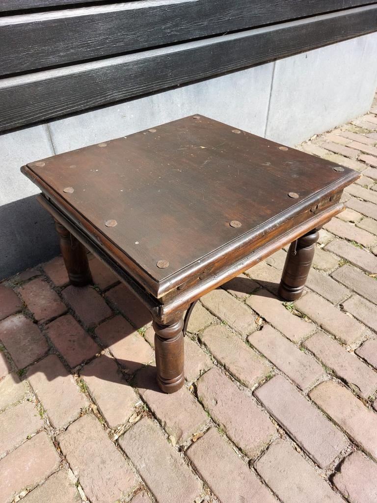 Salontafel bijzettafel koloniaal, Ophalen, 50 tot 100 cm, Vierkant, 50 tot 100 cm