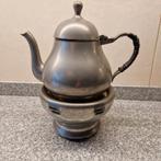 Tinnen theepot met waxine warmhoudplaat, Antiek en Kunst, Antiek | Tin, Ophalen of Verzenden