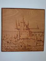 Houten wanddecoratie met pyrografie Praagse burcht, Ophalen of Verzenden